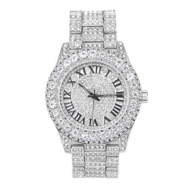Iced Out Ladies Metal Band Watch -  8719L-MB