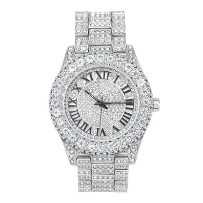 Iced Out Ladies Metal Band Watch -  8719L-MB