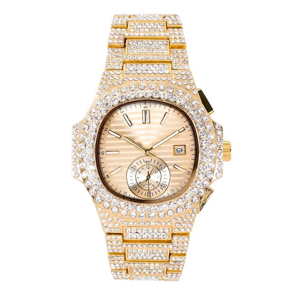 Urban Iced-Out Full Stone Metal Band Watch - 10090A-MB