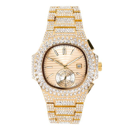 Urban Iced-Out Full Stone Metal Band Watch - 10090A-MB