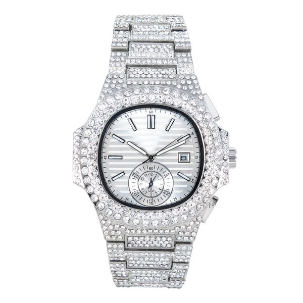Urban Iced-Out Full Stone Metal Band Watch - 10090A-MB