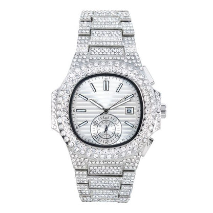 Urban Iced-Out Full Stone Metal Band Watch - 10090A-MB