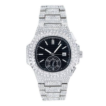 Urban Iced-Out Full Stone Metal Band Watch - 10090A-MB