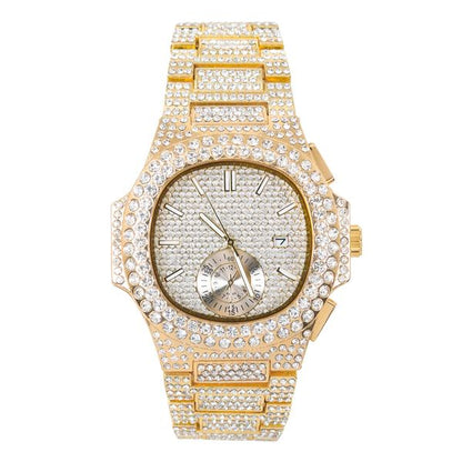 Urban Iced-Out Full Stone Metal Band Watch - 10090B