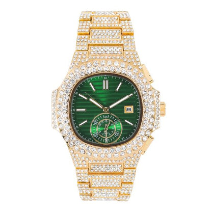 Urban Iced-Out Full Stone Metal Band Watch - 10090A-MB