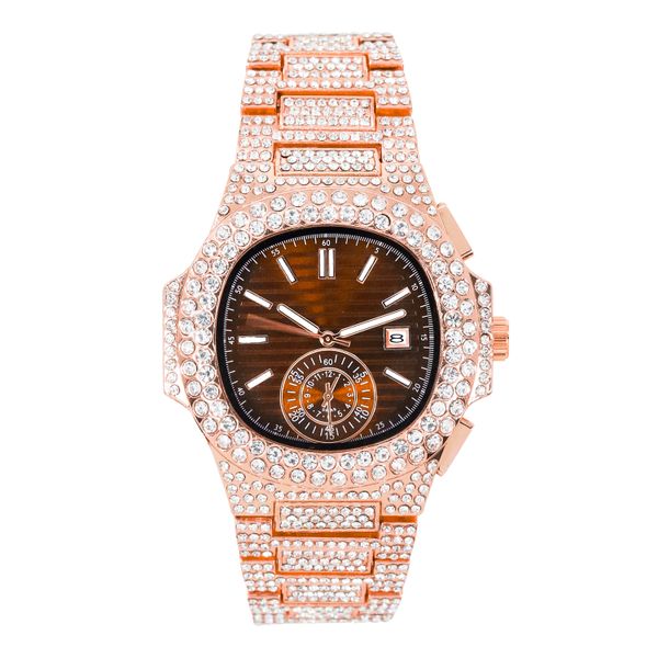 Urban Iced-Out Full Stone Metal Band Watch - 10090A-MB
