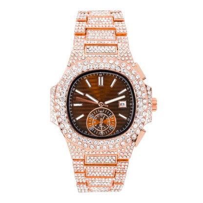 Urban Iced-Out Full Stone Metal Band Watch - 10090A-MB