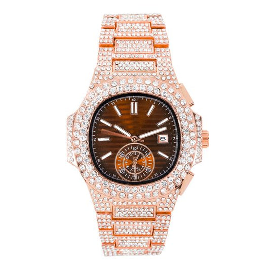 Urban Iced-Out Full Stone Metal Band Watch - 10090A-MB