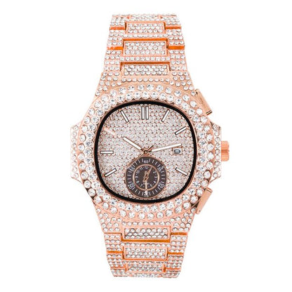 Urban Iced-Out Full Stone Metal Band Watch - 10090B