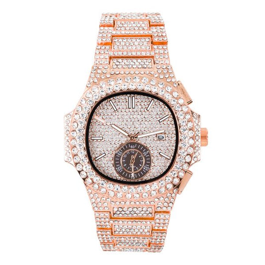 Urban Iced-Out Full Stone Metal Band Watch - 10090B