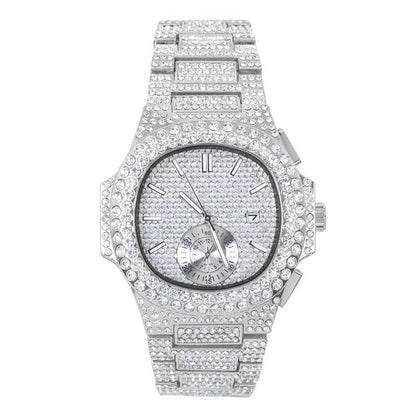 Urban Iced-Out Full Stone Metal Band Watch - 10090B