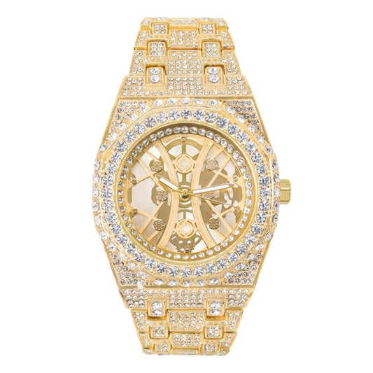 Urban Iced-Out Full Stone Metal Band Watch - 9691C-MB