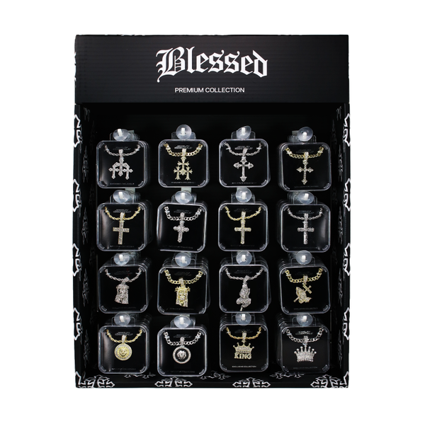 Mens Iced Pendant PDQ - 64pcs per PDQ - MN-101