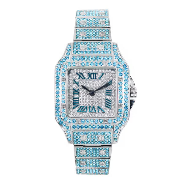 Ladies Iced-Out 34mm Metal Band Watch - 9204L-MB