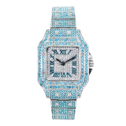 Ladies Iced-Out 34mm Metal Band Watch - 9204L-MB