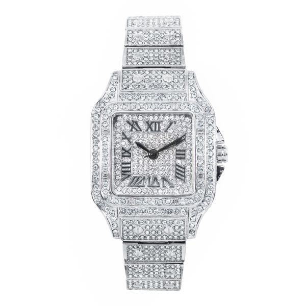 Ladies Iced-Out 34mm Metal Band Watch - 9204L-MB