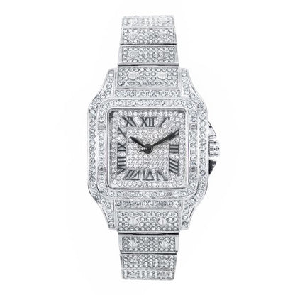 Ladies Iced-Out 34mm Metal Band Watch - 9204L-MB