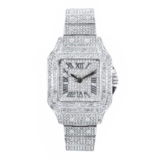Ladies Iced-Out 34mm Metal Band Watch - 9204L-MB