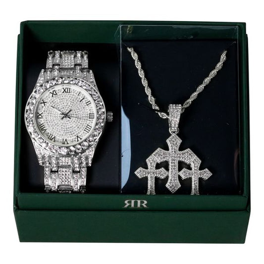 Watch & 3-Cross Pendant Gift Set - W1K4-102