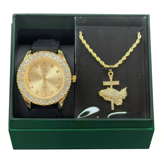 Watch & Praying-Hand Pendant Gift Set - P2K-102