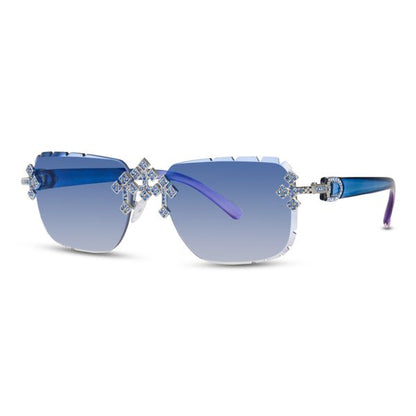 Blue Lens Blue Gradient Temple Sunglasses  - ASG-204