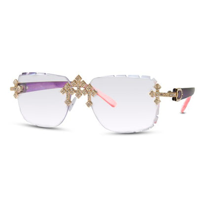 Clear Lens Pink Gradient Temple Sunglasses  - ASG-201