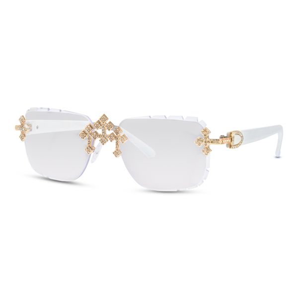 Clear Lens Opaque Triple Cross Sunglasses - ASG-103