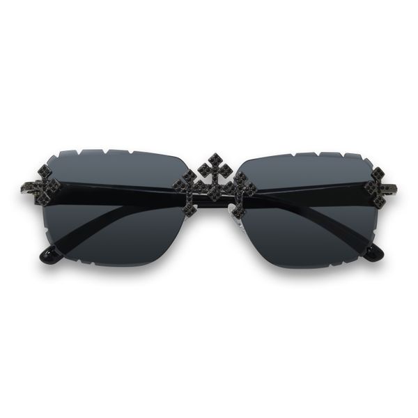 Black Lens Black Temple Triple Cross Sunglasses  - ASG-107