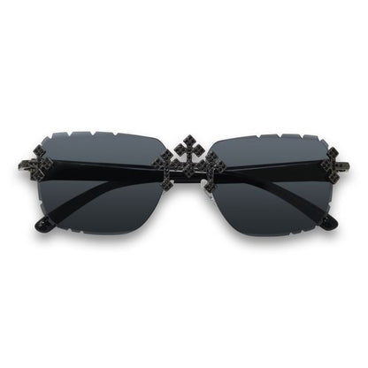 Black Lens Black Temple Triple Cross Sunglasses  - ASG-107