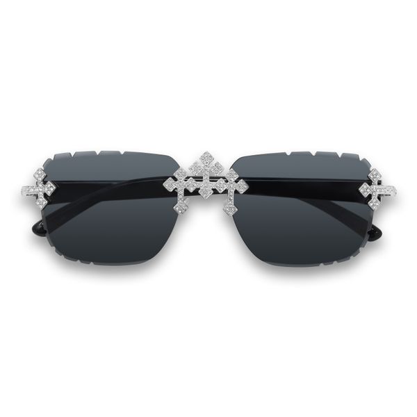 Black Lens Black Temple Triple Cross Sunglasses  - ASG-107