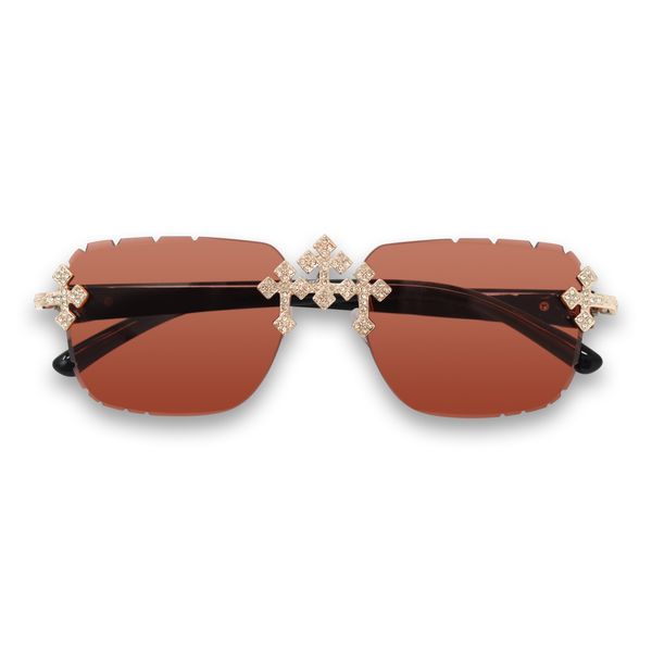 Sunglasses with decorative arms on a white background