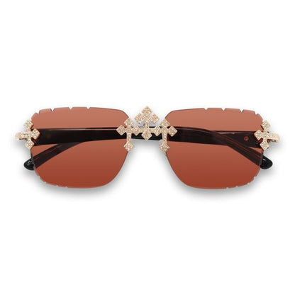 Sunglasses with decorative arms on a white background