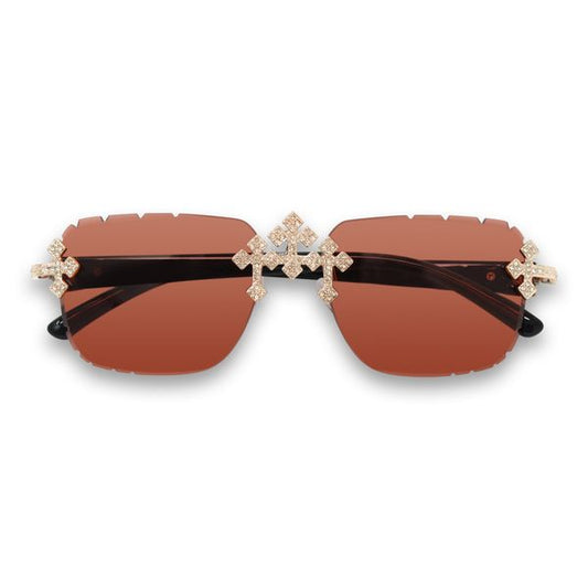Sunglasses with decorative arms on a white background