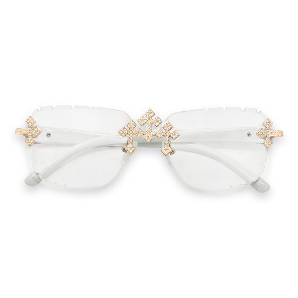 Clear Lens Opaque Triple Cross Sunglasses - ASG-103