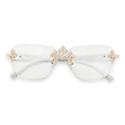 Clear Lens Opaque Triple Cross Sunglasses - ASG-103