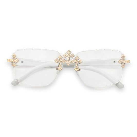 Clear Lens Opaque White Temple Sunglasses  - ASG-103