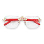 Clear Lens Red Temple Triple Cross Sunglasses - ASG-205