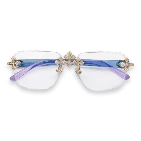 Sunglasses with decorative arms on a white background