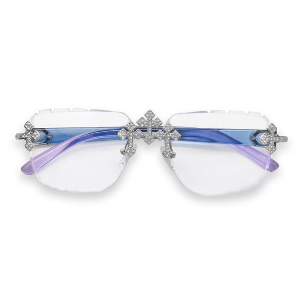 Sunglasses with decorative elements on a white background