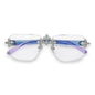 Sunglasses with decorative elements on a white background