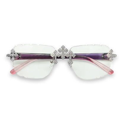 Clear Lens Pink Gradient Temple Sunglasses  - ASG-201