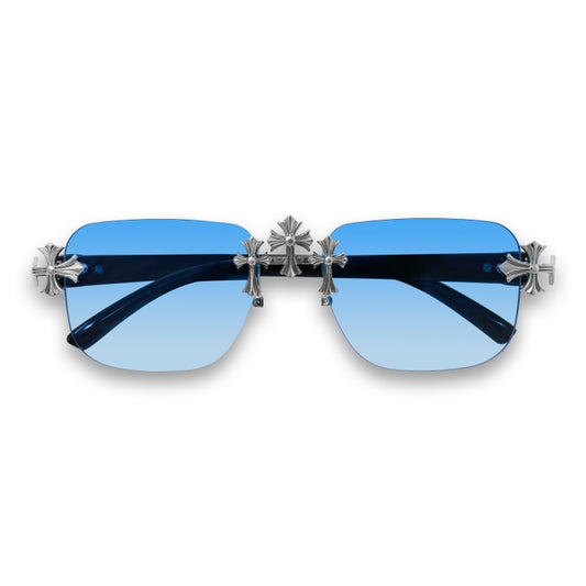 Blue Gradient Lens Classic Triple Cross Sunglasses - ASG-154