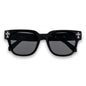 Black sunglasses with cross designs on a white background