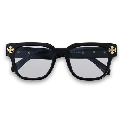 Light Black Sunglasses with Cross Chrome Temple - ASG-302