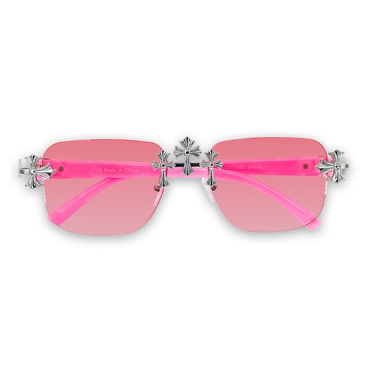 Pink Gradient Lens Classic Triple Cross Sunglasses - ASG-156