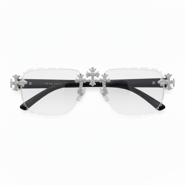 Clear Lens with Black Temple Triple Cross Sunglasses - ASG-132