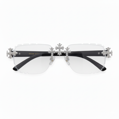 Clear Lens with Black Temple Triple Cross Sunglasses - ASG-132