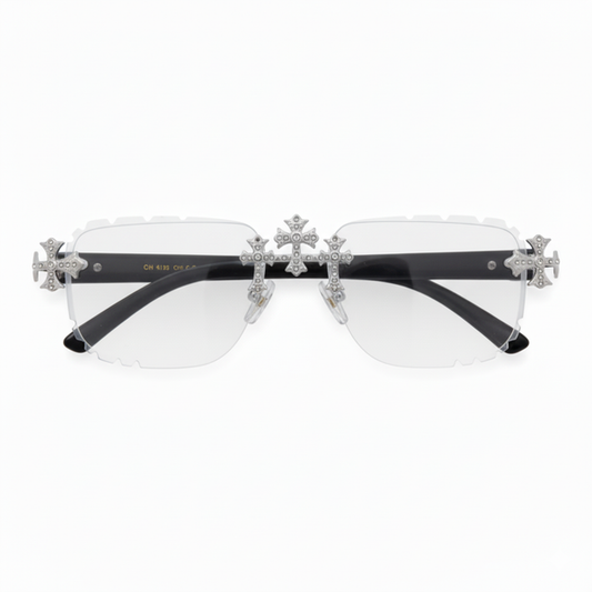 Clear Lens with Black Temple Triple Cross Sunglasses - ASG-132