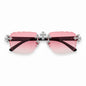 Pink Gradient Lens Solid Pink Temple Triple Cross Sunglasses - ASG-136