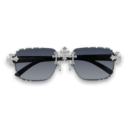 Smoke Gradient Lens With Black Temple Triple Cross Sunglasses - ASG-131